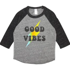 BOY ROCK CANDY Tops | Tops-GOOD VIBES LIGHTNING BOLT RAGLAN TSHIRT