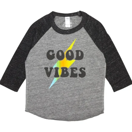 BOY ROCK CANDY Tops | Tops-GOOD VIBES LIGHTNING BOLT RAGLAN TSHIRT