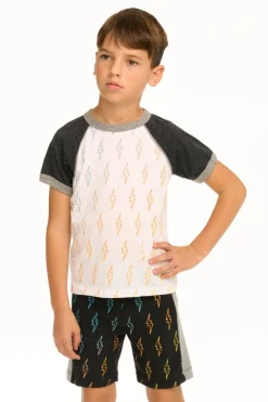 BOY CHASER KIDS Tops | Lightning Bolt-GRADIENT BOLTS RAGLAN TSHIRT