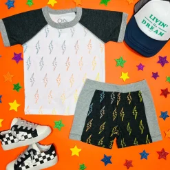 BOY CHASER KIDS Tops | Lightning Bolt-GRADIENT BOLTS RAGLAN TSHIRT