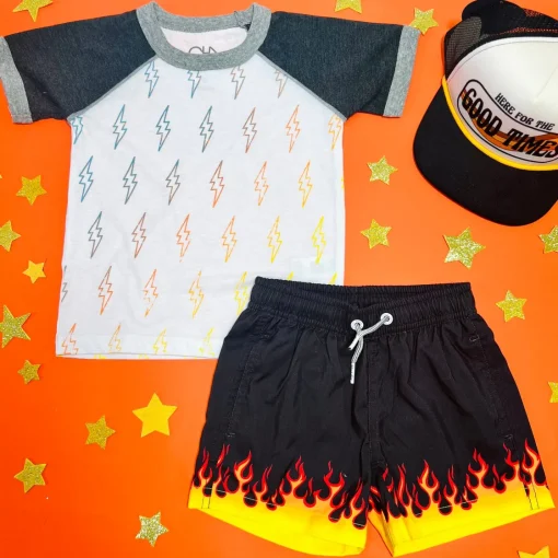 BOY CHASER KIDS Tops | Lightning Bolt-GRADIENT BOLTS RAGLAN TSHIRT