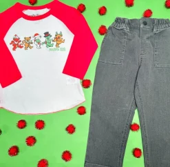 BOY ROWDY SPROUT Tops | Tops-GRATEFUL DEAD CHRISTMAS LONG SLEEVE RAGLAN TSHIRT