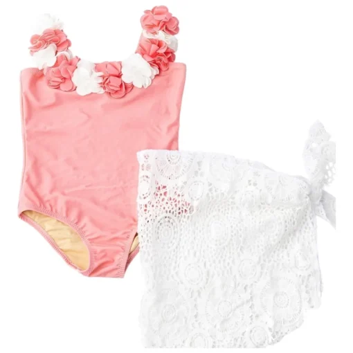 SHADE CRITTERS Bottoms | Swim-H20 HULA ONE PIECE SWIMSUIT W/ LACE SKIRT SET