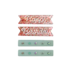 EUGENIA KIDS Clips / Headbands-HAPPY BIRTHDAY HAIR CLIP SET OF 4
