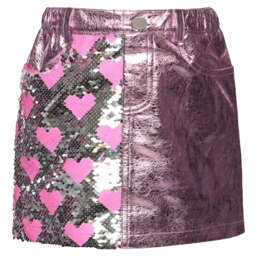 SARA SARA Bottoms | Bottoms-HEART SEQUIN METALLIC SKIRT