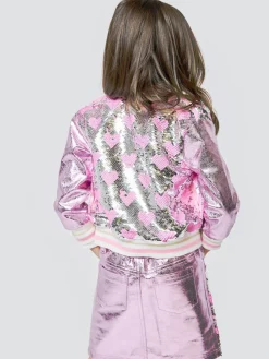 SARA SARA Bottoms | Bottoms-HEART SEQUIN METALLIC SKIRT