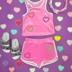 SARA SARA Bottoms | Bottoms-HEARTS VELOUR SHORTS