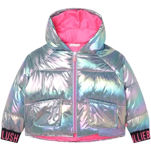BILLIEBLUSH Outerwear-IRIDESCENT HOODED PUFFER JACKET