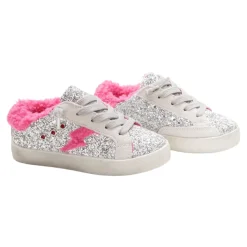 MINI DREAMERS Shoes-IVY GLITTER FUZZY BOLT SNEAKERS