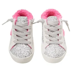 MINI DREAMERS Shoes-IVY GLITTER FUZZY BOLT SNEAKERS