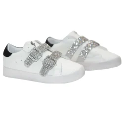 MINI DREAMERS Shoes-JACKIE CRYSTAL VELCRO BUCKLE SNEAKERS