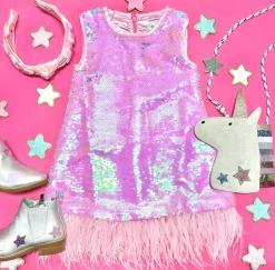 MINI DREAMERS Dresses | Sequin & Sparkle✨-KAIA SEQUIN FEATHER DRESS