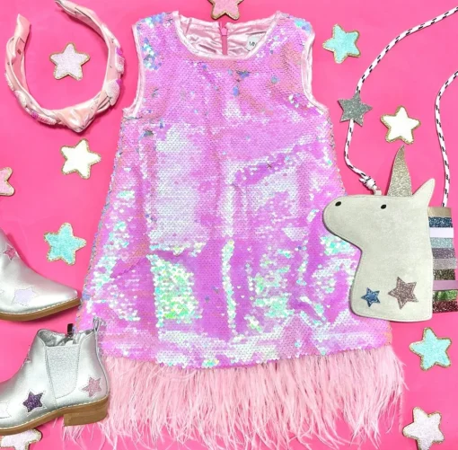 MINI DREAMERS Dresses | Sequin & Sparkle✨-KAIA SEQUIN FEATHER DRESS