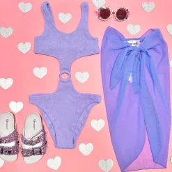 MC2 SAINT BARTH KIDS Swim-LAUREL CRINKLE LUREX CUT OUT ONE PIECE SWIMSUIT