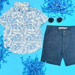 BOY APPAMAN Tops-LEAVES DAY PARTY BUTTON DOWN TOP