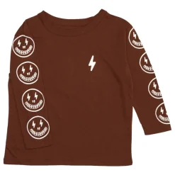 BOY CHASER KIDS Tops | Lightning Bolt-LIGHTNING SMILEY FACE LONG SLEEVE TSHIRT