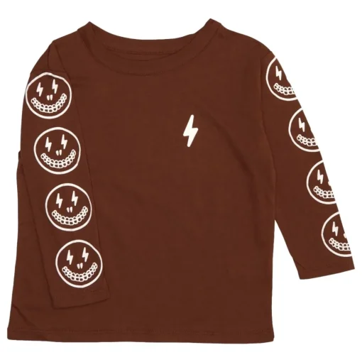 BOY CHASER KIDS Tops | Lightning Bolt-LIGHTNING SMILEY FACE LONG SLEEVE TSHIRT