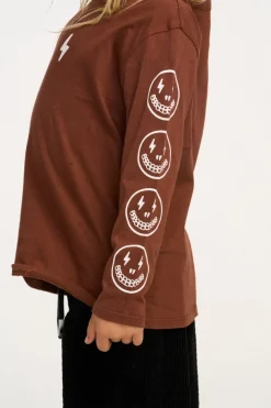 BOY CHASER KIDS Tops | Lightning Bolt-LIGHTNING SMILEY FACE LONG SLEEVE TSHIRT