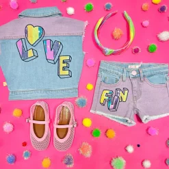 BILLIEBLUSH Outerwear | Hearts-LOVE COLORED DENIM VEST