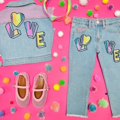 BILLIEBLUSH Outerwear | Hearts-LOVE COLORED DENIM VEST