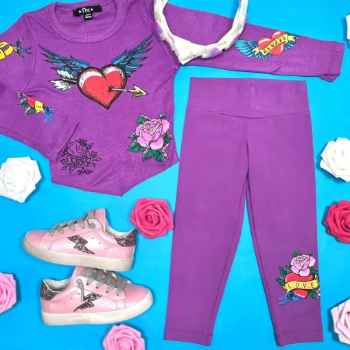FLOWERS BY ZOE Bottoms | Hearts-LOVE WINGED LEGGINGS