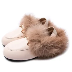 MINI DREAMERS Shoes-MADISON FAUX FUR SLINGBACK LOAFERS