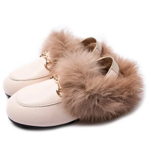MINI DREAMERS Shoes-MADISON FAUX FUR SLINGBACK LOAFERS