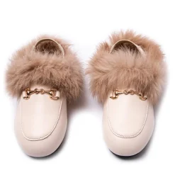 MINI DREAMERS Shoes-MADISON FAUX FUR SLINGBACK LOAFERS