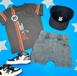 BOY MINIKID Bottoms-MARMO BIKER PANELED SHORTS