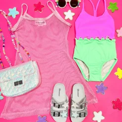 LES TOUT PETITS Swim | Dresses-MESH COVER UP DRESS W/ METALLIC TRIM