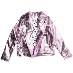 LOLA AND THE BOYS Outerwear-METALLIC FOIL MOTO JACKET