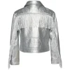 SARA SARA Outerwear | Outerwear-METALLIC FRINGE SEQUIN JACKET