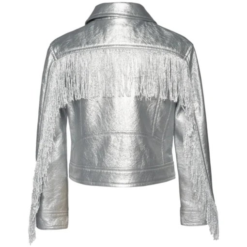 SARA SARA Outerwear | Outerwear-METALLIC FRINGE SEQUIN JACKET