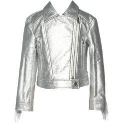 SARA SARA Outerwear | Outerwear-METALLIC FRINGE SEQUIN JACKET