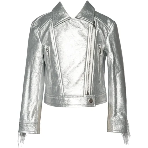 SARA SARA Outerwear | Outerwear-METALLIC FRINGE SEQUIN JACKET