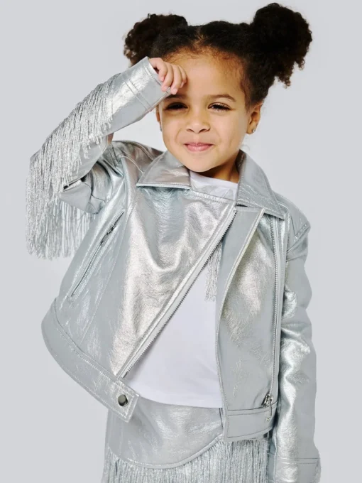 SARA SARA Outerwear | Outerwear-METALLIC FRINGE SEQUIN JACKET