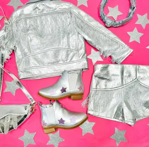 SARA SARA Outerwear | Outerwear-METALLIC FRINGE SEQUIN JACKET
