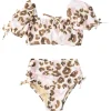SHADE CRITTERS Swim | Leopard-METALLIC LEOPARD PUFF SHOULDER TWO PIECE BIKINI
