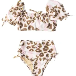 SHADE CRITTERS Swim | Leopard-METALLIC LEOPARD PUFF SHOULDER TWO PIECE BIKINI