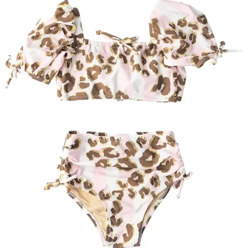 SHADE CRITTERS Swim | Leopard-METALLIC LEOPARD PUFF SHOULDER TWO PIECE BIKINI