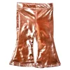 COZII BY T2LOVE Bottoms | Bottoms-METALLIC PLEATHER FLARE LEGGINGS