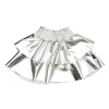 T2LOVE Bottoms-METALLIC PLEATHER TIERED SKIRT