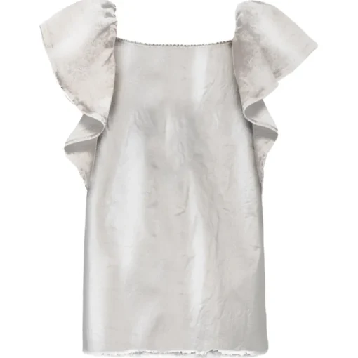 ANDORINE Dresses | Swiftie-METALLIC RUFFLE DENIM DRESS