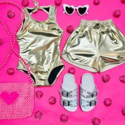 ANDORINE Bottoms-METALLIC RUNNING SHORTS
