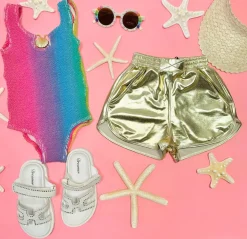 ANDORINE Bottoms-METALLIC RUNNING SHORTS