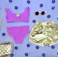 ANDORINE Bottoms-METALLIC RUNNING SHORTS