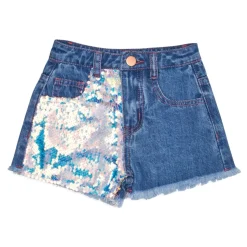 MINI DREAMERS Bottoms | Denim On Denim-MIA SEQUIN DENIM SHORTS