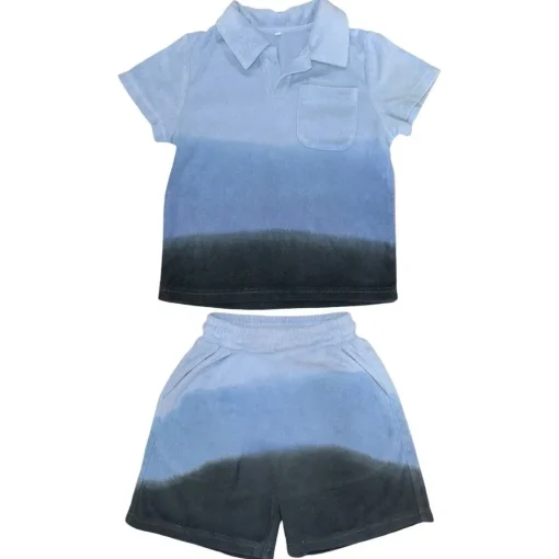 BOY MINI DREAMERS Tops | Tie Dye-MICAH DIP DYE TERRY TOP AND SHORTS SET
