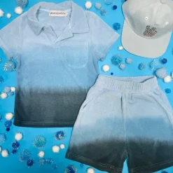 BOY MINI DREAMERS Tops | Tie Dye-MICAH DIP DYE TERRY TOP AND SHORTS SET