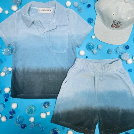 BOY MINI DREAMERS Tops | Tie Dye-MICAH DIP DYE TERRY TOP AND SHORTS SET